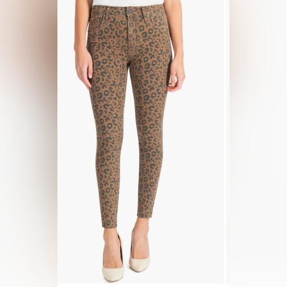 KUT Leopard Print Jeans Brown and Black - EUC Size 0 - Can Stretch To 28 Waist - Picture 1 of 4